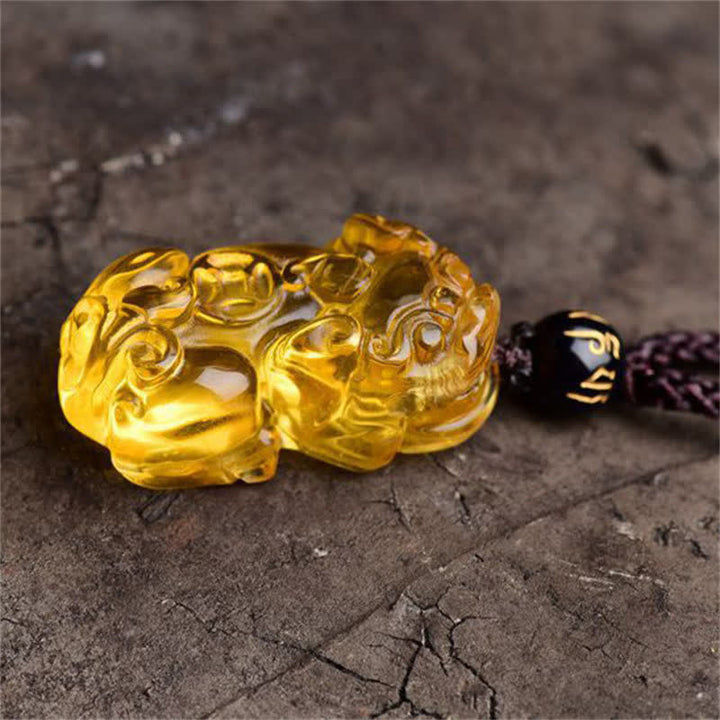 Buddha Stones風水シトリン貔貅富ネックレスペンダント - image 5