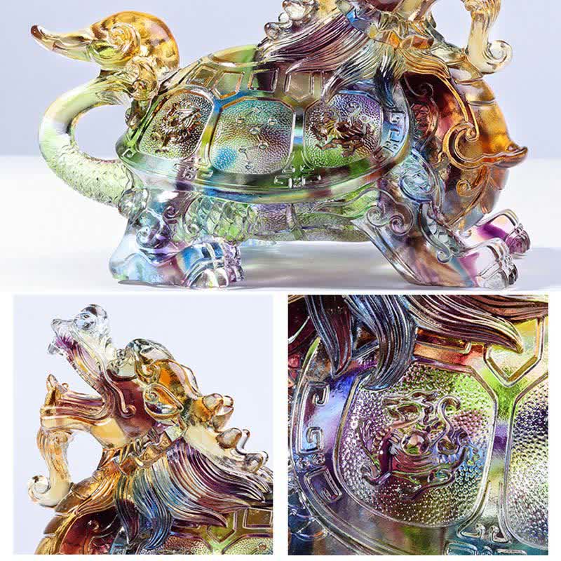 風水ドラゴンタートルハンドメイドLiuliクリスタルアートピースホームオフィスデコレーション - image 9