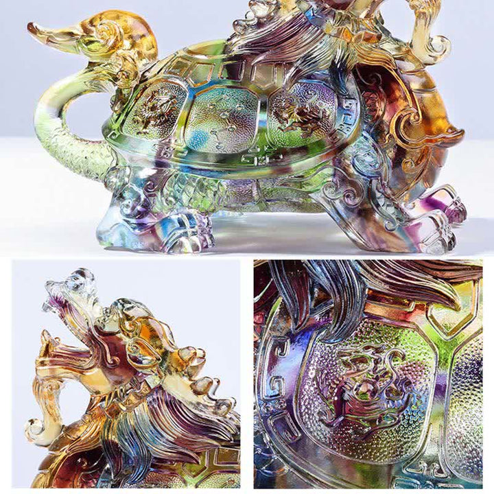 風水ドラゴンタートルハンドメイドLiuliクリスタルアートピースホームオフィスデコレーション - image 9