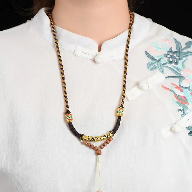 チベットの手作りのBuddha Stonesキングコングノットオーム・マニ・パドメ・フム祈祷ホイールの紐ネックレスペンダント - image 2