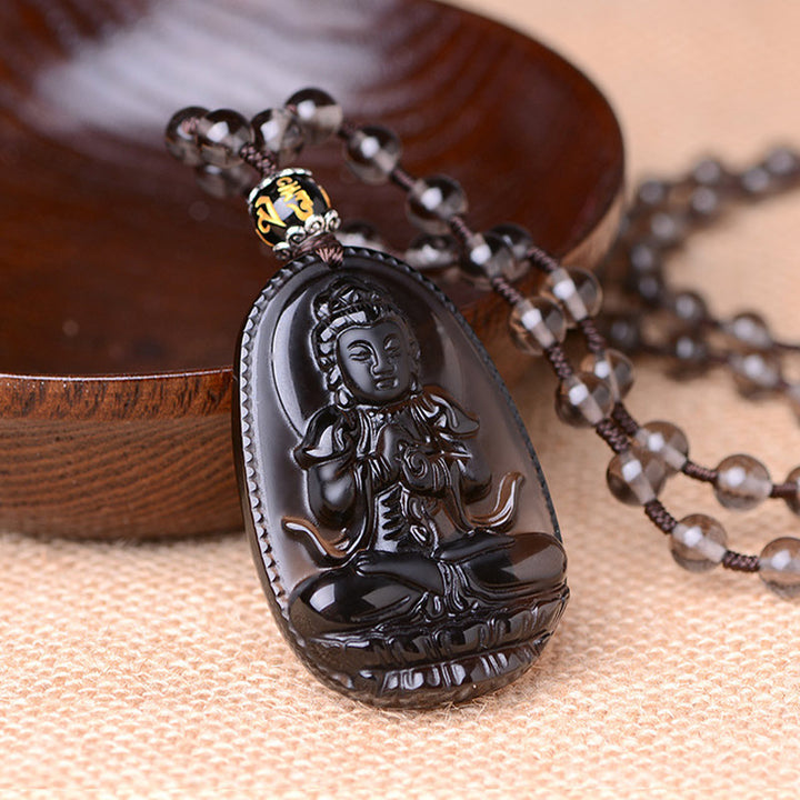 Buddha Stones、十二支、黒曜石のお守りネックレス