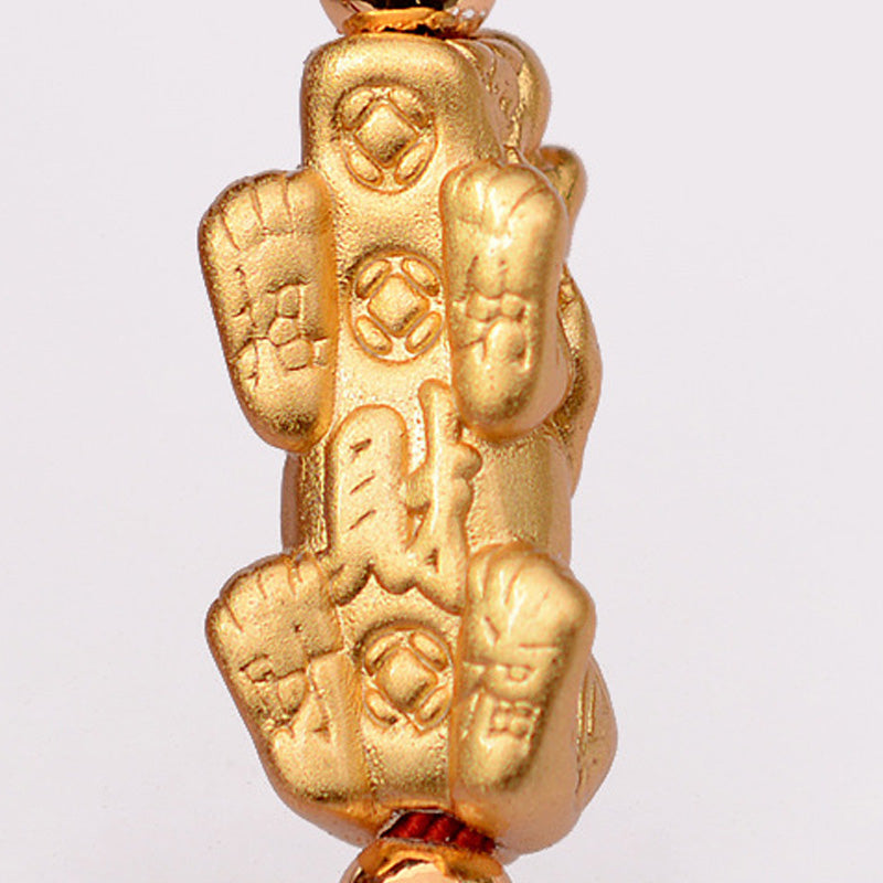 Buddha Stones24K 金メッキ 貔貅 幸運の赤紐ブレスレット