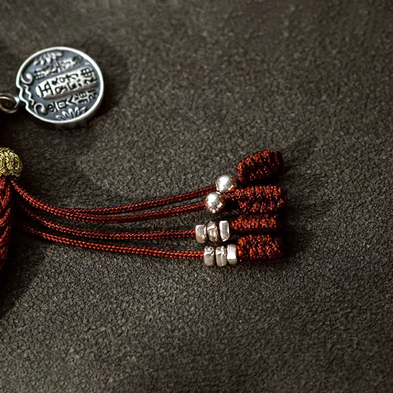 Buddha Stonesハンドメイド 925 スターリングシルバー 五行神 富と幸運の守護 紐編みブレスレット