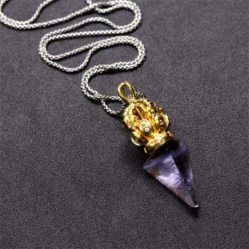 Buddha Stonesチベットドルジェ金剛杵4本爪蓮華水晶の強さのネックレスペンダント - image 12