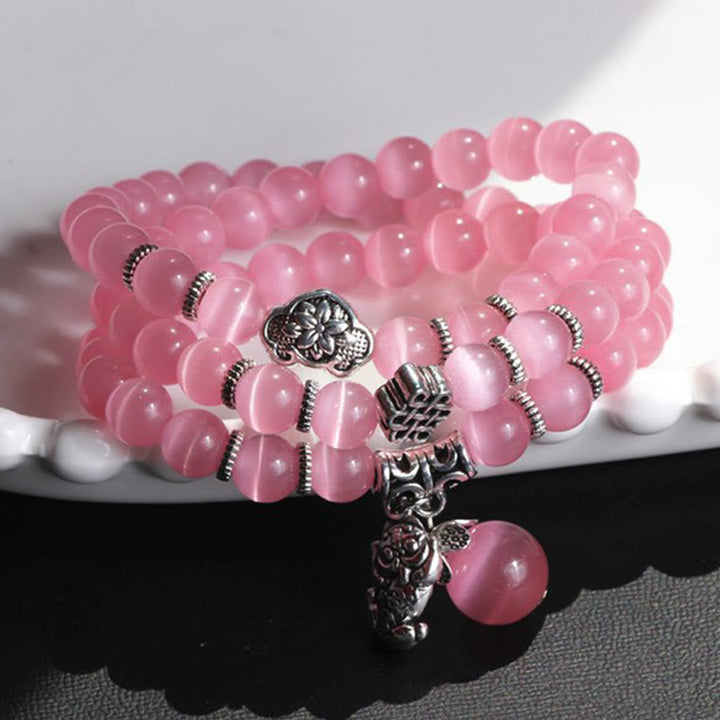 Buddha Stonesキャットアイ貔貅サポートトリプルラップブレスレット