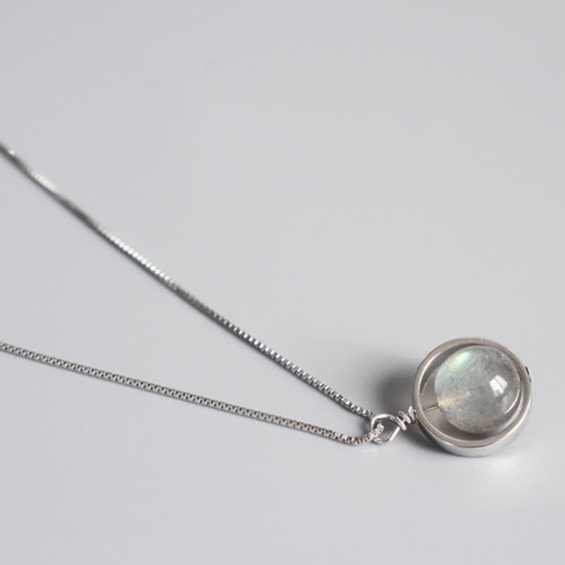 Buddha Stones 925スターリングシルバー ムーンストーン ラブプラネット 回転パターンネックレスペンダント - image 11