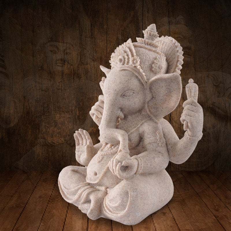 Buddha Stonesガネーシャ ガンパティ 象の像 富の祝福 室内装飾 - image 1