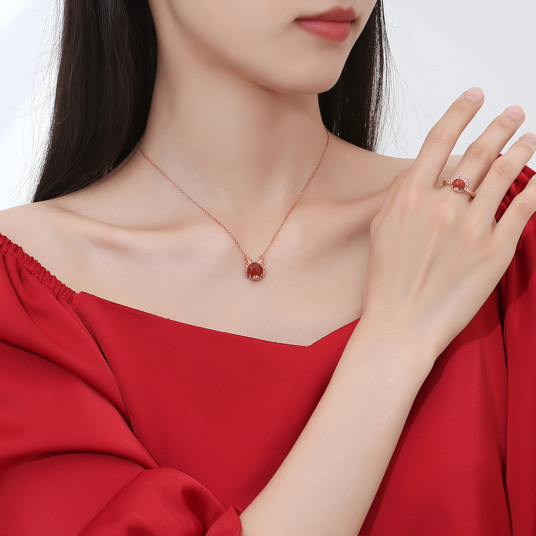 ❗❗❗フラッシュセール -Buddha Stones925 スターリングシルバー 龍年 辰砂 赤瑪瑙 龍守護ブレスレット ネックレス ペンダント イヤリング リング
