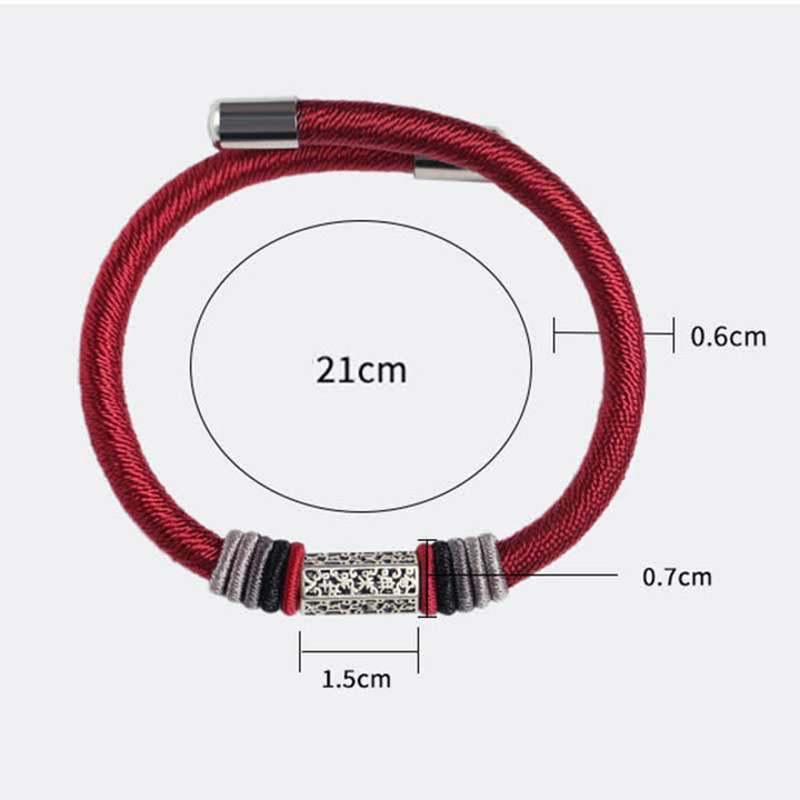 Buddha Stones925スターリングシルバーオーム・マニ・パドメ・フム平和の赤紐ブレスレット - image 9