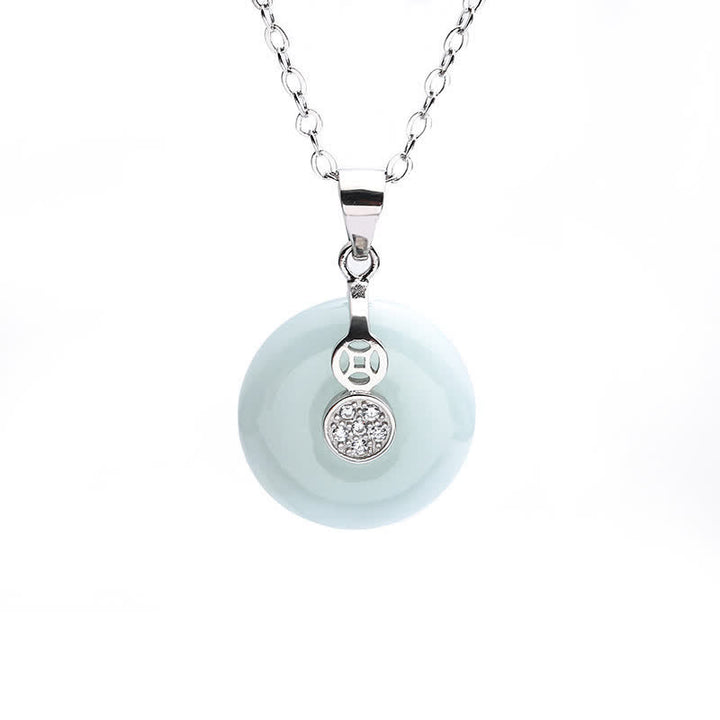 Buddha Stones925スターリングシルバー ピースバックル 翡翠コイン 幸運のネックレスペンダント