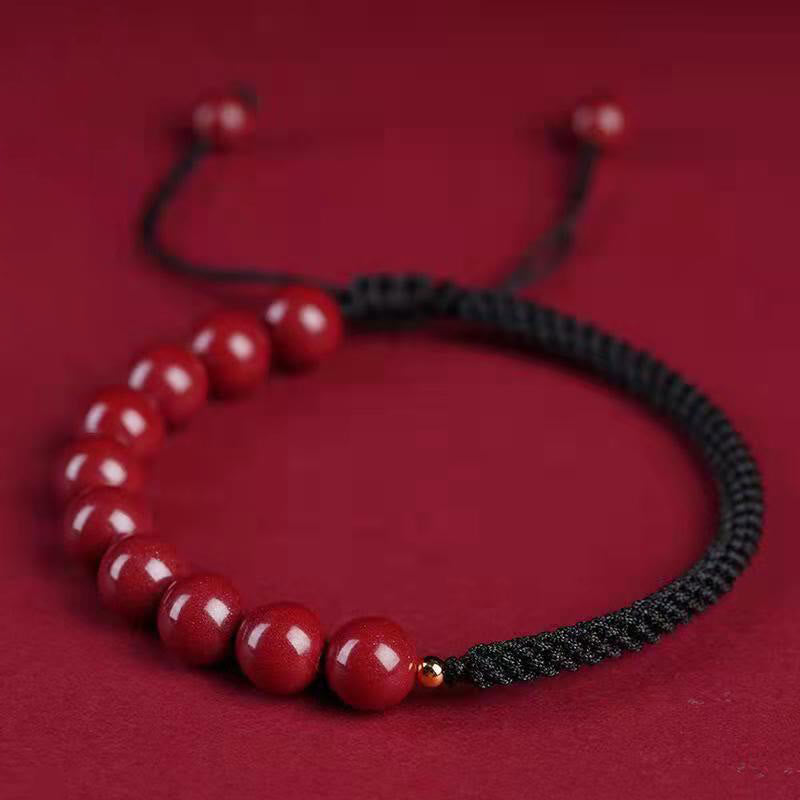 Buddha Stones天然辰砂キングコングノット祝福ストリングブレスレット