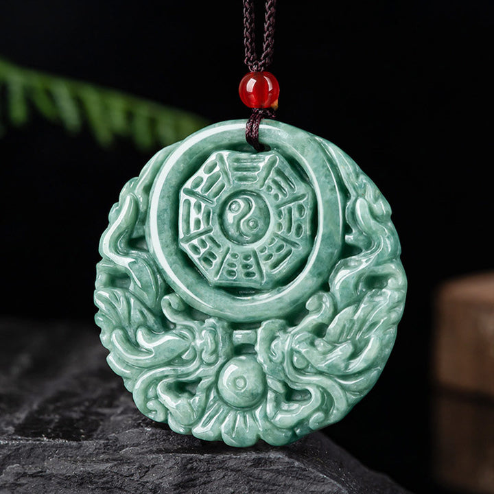 Buddha Stones龍翡翠陰陽バランスネックレスペンダント - image 2