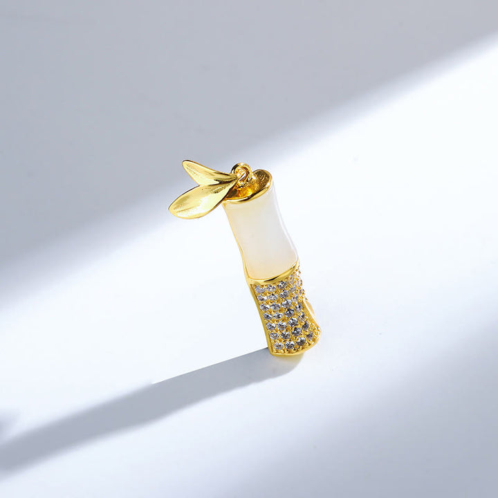 Buddha Stones925 スターリングシルバー 和田白翡翠 竹 幸福のネックレスペンダント