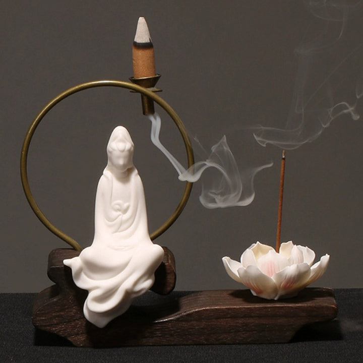 Buddha Stones陶器 蓮 癒し 瞑想 香炉 装飾