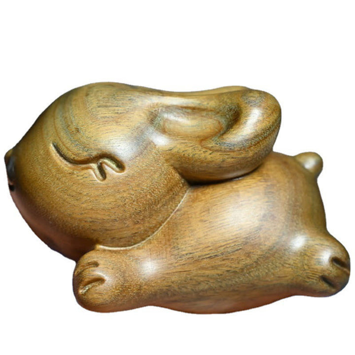 Buddha Stones緑 白檀 小さな ミニ かわいい ウサギ 平和 装飾