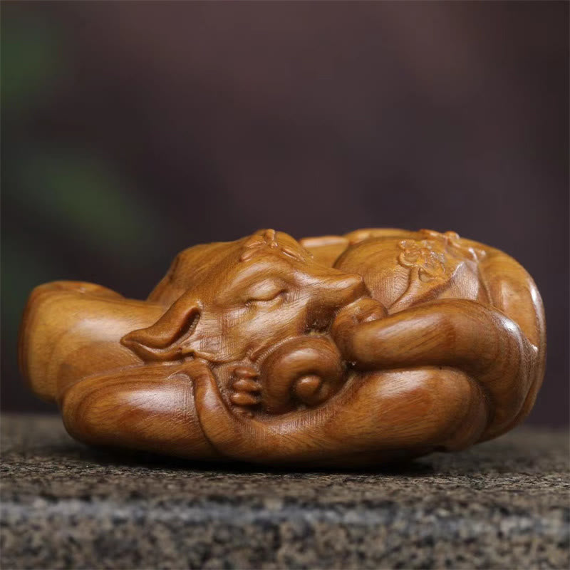 Buddha Stonesミニ九尾狐緑白檀平和装飾車吊り飾り
