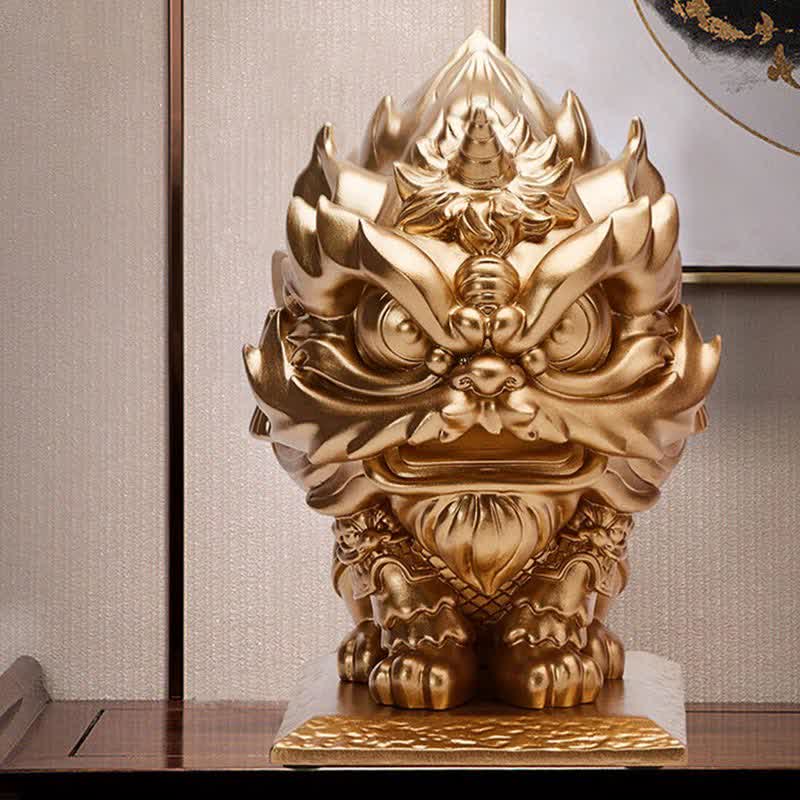 Buddha Stonesライオン像 強度樹脂製 ホームオフィス装飾 - 金 - image 1