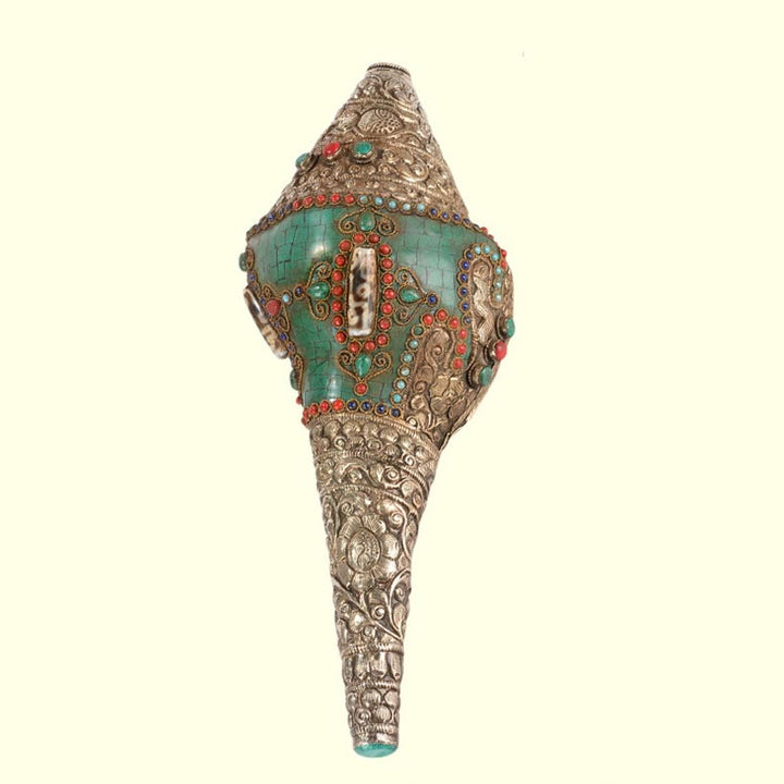 チベットの手作り彫刻シャンカダブルドルジェ仏法螺貝富のポジティブな装飾 - image 8