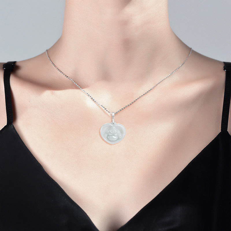 Buddha Stones925スターリングシルバー 笑う仏陀 白翡翠 幸運の祝福ネックレスペンダント - image 8