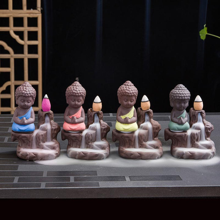 Buddha Stones逆流煙噴水 陶器製 祝福香炉 装飾