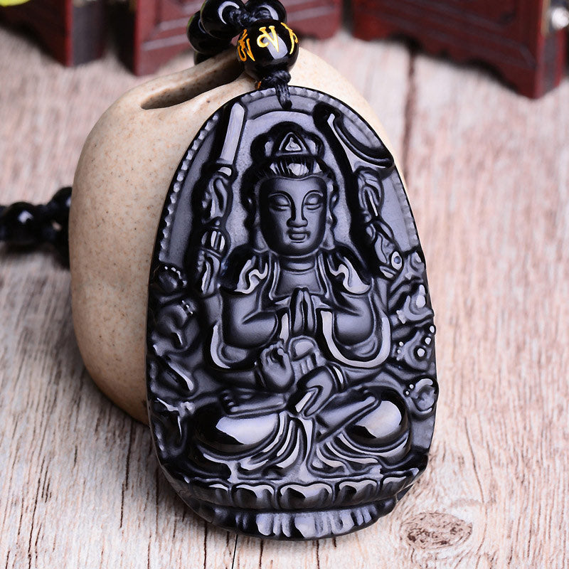 Buddha Stones十二支 黒曜石 仏陀 お守り 保護ペンダント ネックレス - image 1