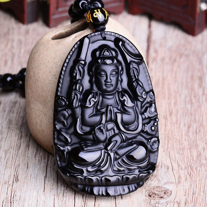 Buddha Stones十二支 黒曜石 仏陀 お守り 保護ペンダント ネックレス - image 1