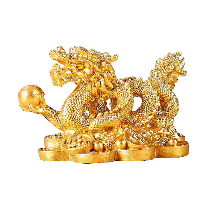 Buddha Stones風水 龍 銅貨 富と成功の幸運 装飾