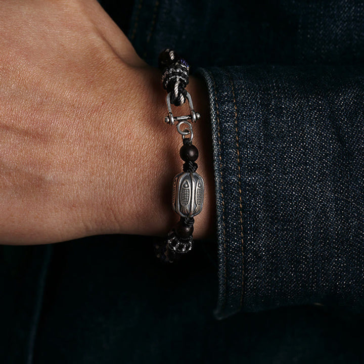 Buddha Stones925 スターリングシルバー 鯉 富 輪廻 ノット 編み紐 ブレスレット