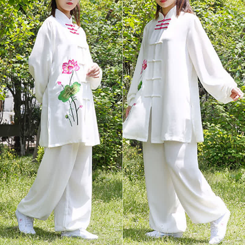 Buddha Stones蓮の花 葉模様 太極拳 瞑想 祈り スピリチュアル 禅 練習 服 レディース セット - image 12
