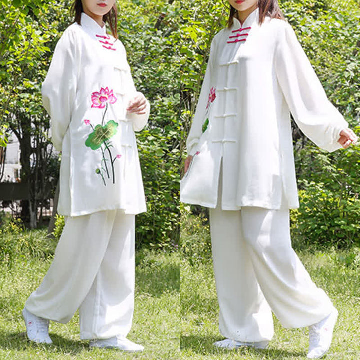 Buddha Stones蓮の花 葉模様 太極拳 瞑想 祈り スピリチュアル 禅 練習 服 レディース セット - image 12