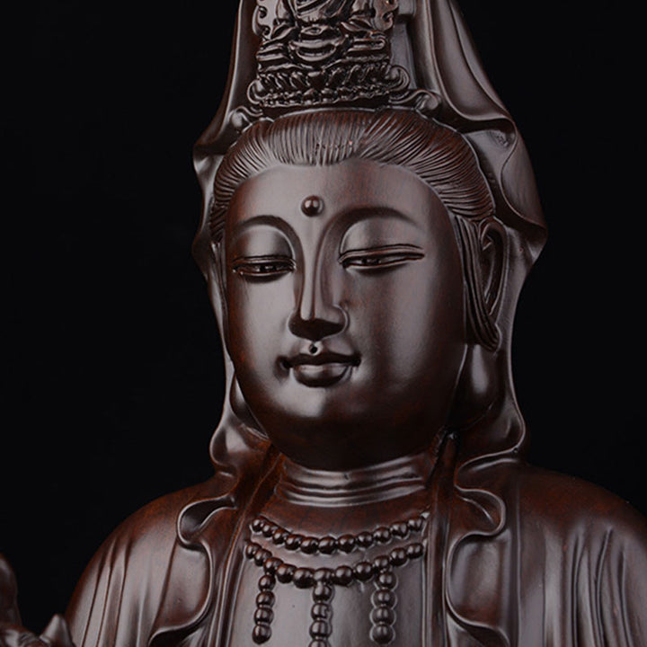 Buddha Stones観音菩薩 黒檀 蓮華 調和 祝福 室内装飾