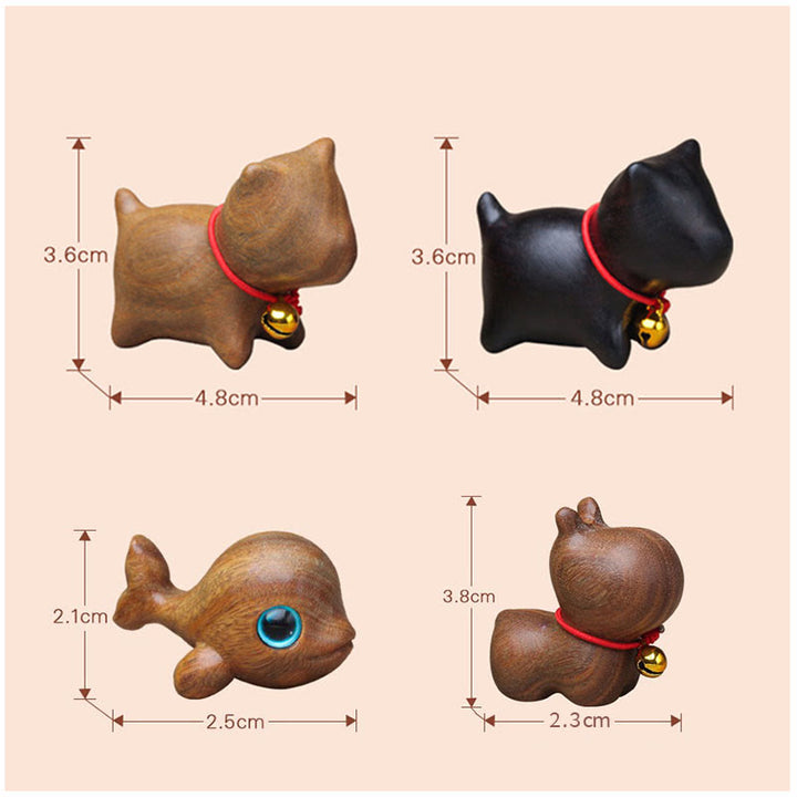 Buddha Stones緑白檀小葉紫檀かわいい猫の動物 心を落ち着かせる平和の装飾 - image 24