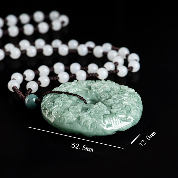 Buddha Stones龍年 天然翡翠 九龍 平和バックル 守護ネックレス ペンダント