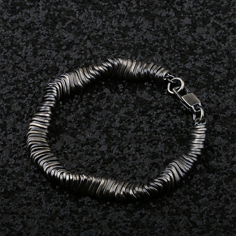 Buddha Stones925スターリングシルバー ヴィンテージツイストデザイン 富と癒しのチェーンブレスレット - 18.5～19.5cm - image 0