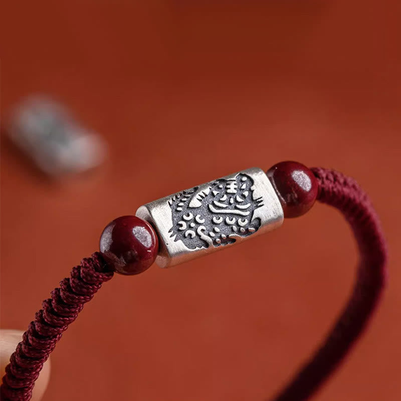 Buddha Stones925スターリングシルバー 12星座 辰砂 ストリングブレスレット