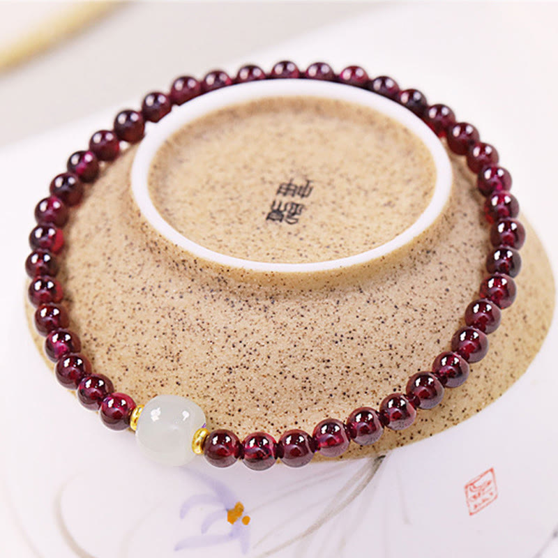 Buddha Stones天然ガーネット翡翠ビーズ浄化ブレスレット