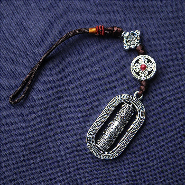 チベットのBuddha Stonesオム・Om Mani Padme Hum祈りの輪 平和 回転式 車用吊り下げ装飾