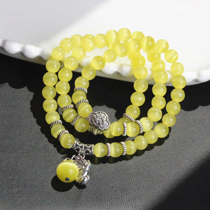 Buddha Stonesキャットアイ貔貅サポートトリプルラップブレスレット