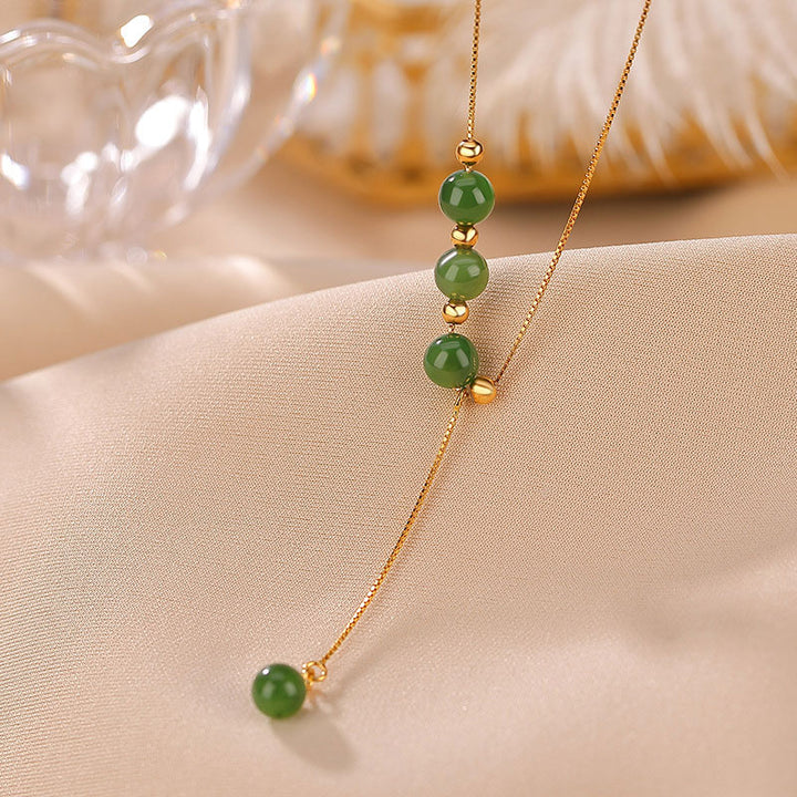 Buddha Stones925スターリングシルバー シアン翡翠ビーズ ヒーリングネックレスペンダント