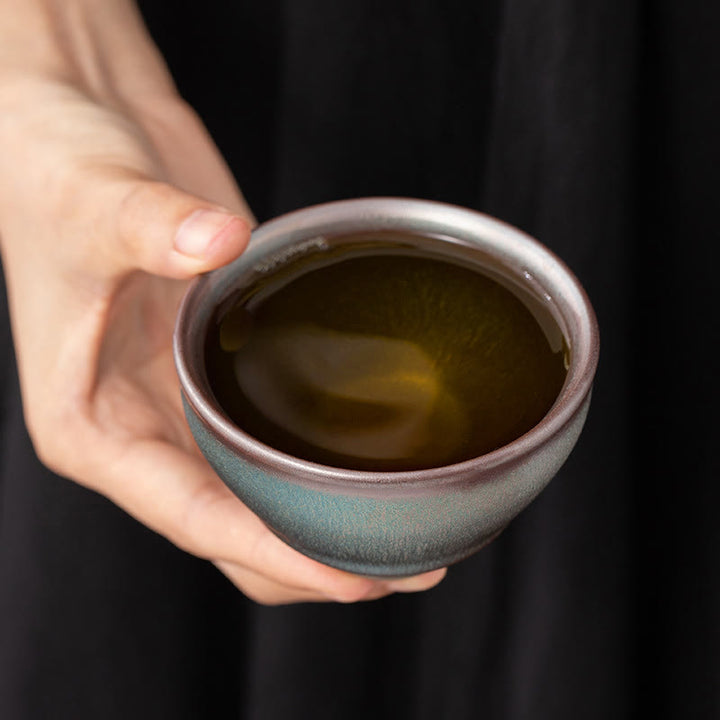 Buddha Stonesヴィンテージ ピンク カラフル 中国 Jianzhan 窯 陶器 ティーカップ カンフー ティーカップ ボウル