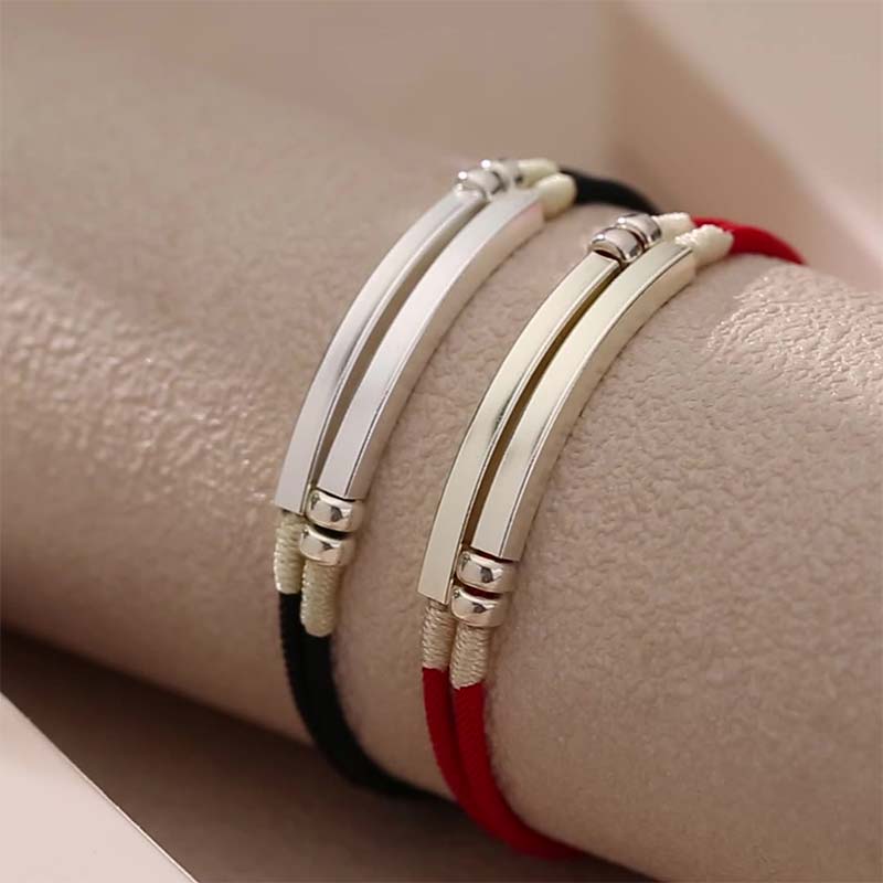 Buddha Stones925 スターリングシルバー レッドストリング レイヤードブレイドブレスレット