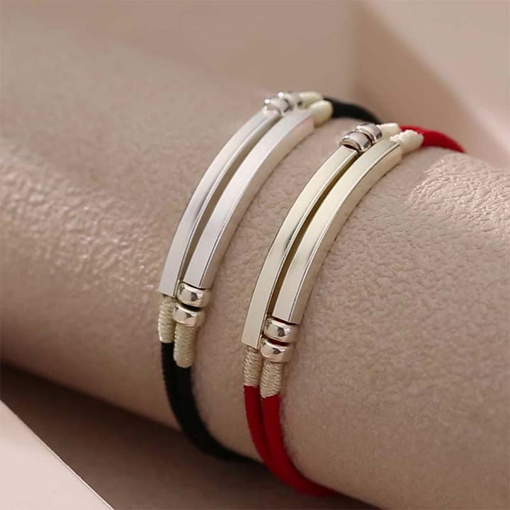 Buddha Stones925 スターリングシルバー レッドストリング レイヤードブレイドブレスレット