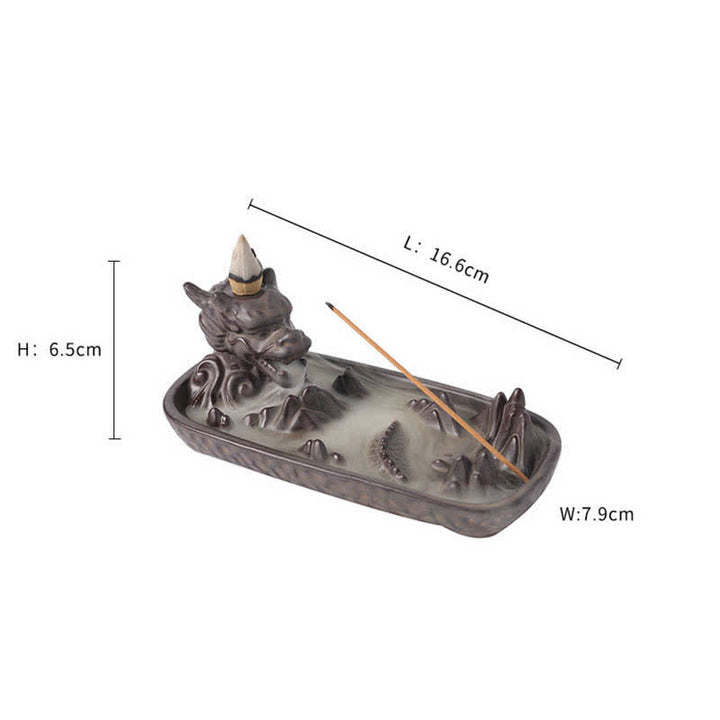 Buddha Stones龍山 力強い 陶器 香炉 装飾