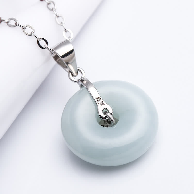 Buddha Stones925スターリングシルバー ピースバックル 翡翠コイン 幸運のネックレスペンダント