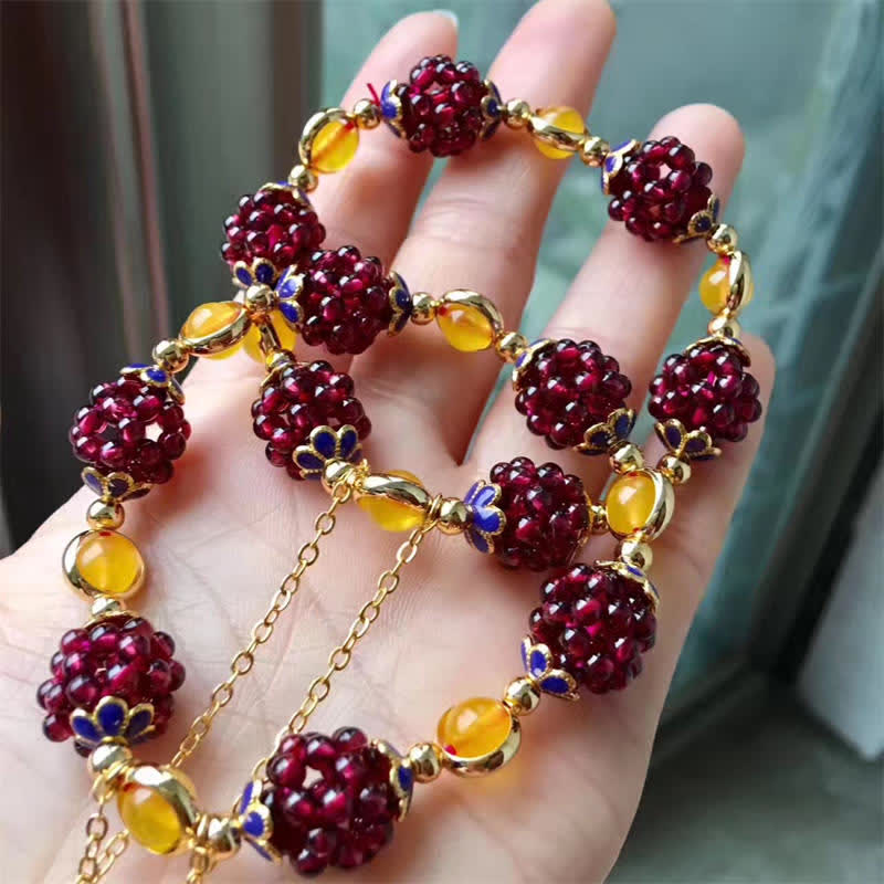 チベットガーネット カーム ブレスレット ピンク 天然石 パワーストーン 幸運 開運 | Buddha Stones