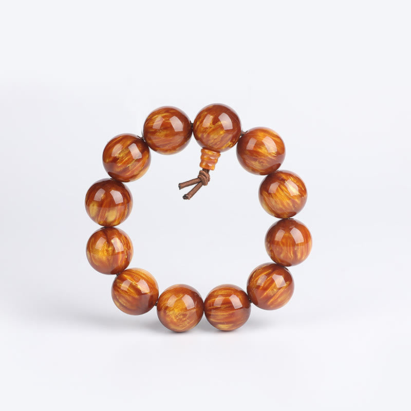 Buddha Stones黄金の海柳 成功のポジティブなブレスレットMala
