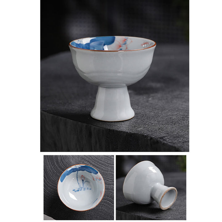 Buddha Stones、蓮の花の葉、竹製陶器のティーカップ、カンフーティーカップ