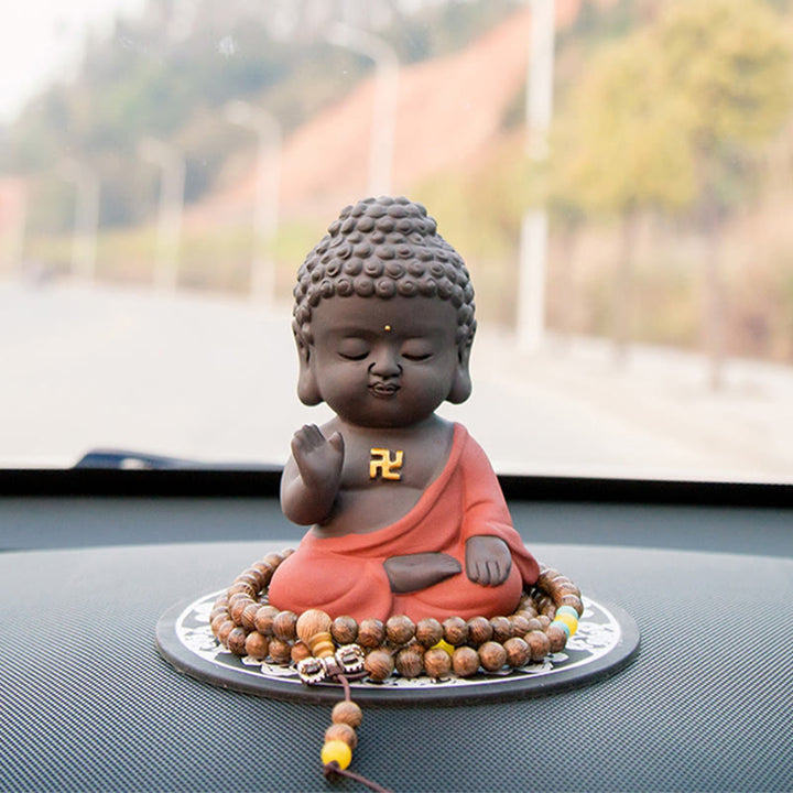 Buddha Stones小さな仏像 セレニティ 紫粘土 ホームデスクデコレーション