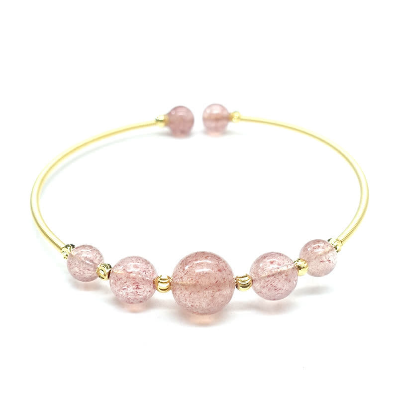 Buddha Stones天然ストロベリークォーツ ラブヒーリングブレスレット バングル