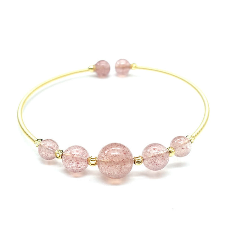 Buddha Stones天然ストロベリークォーツ ラブヒーリングブレスレット バングル